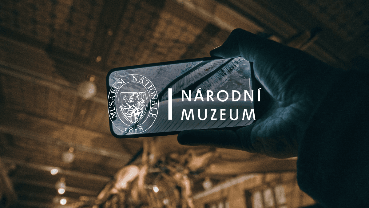 AR guide overlaying the fin whale skeleton at the National Museum in Prague